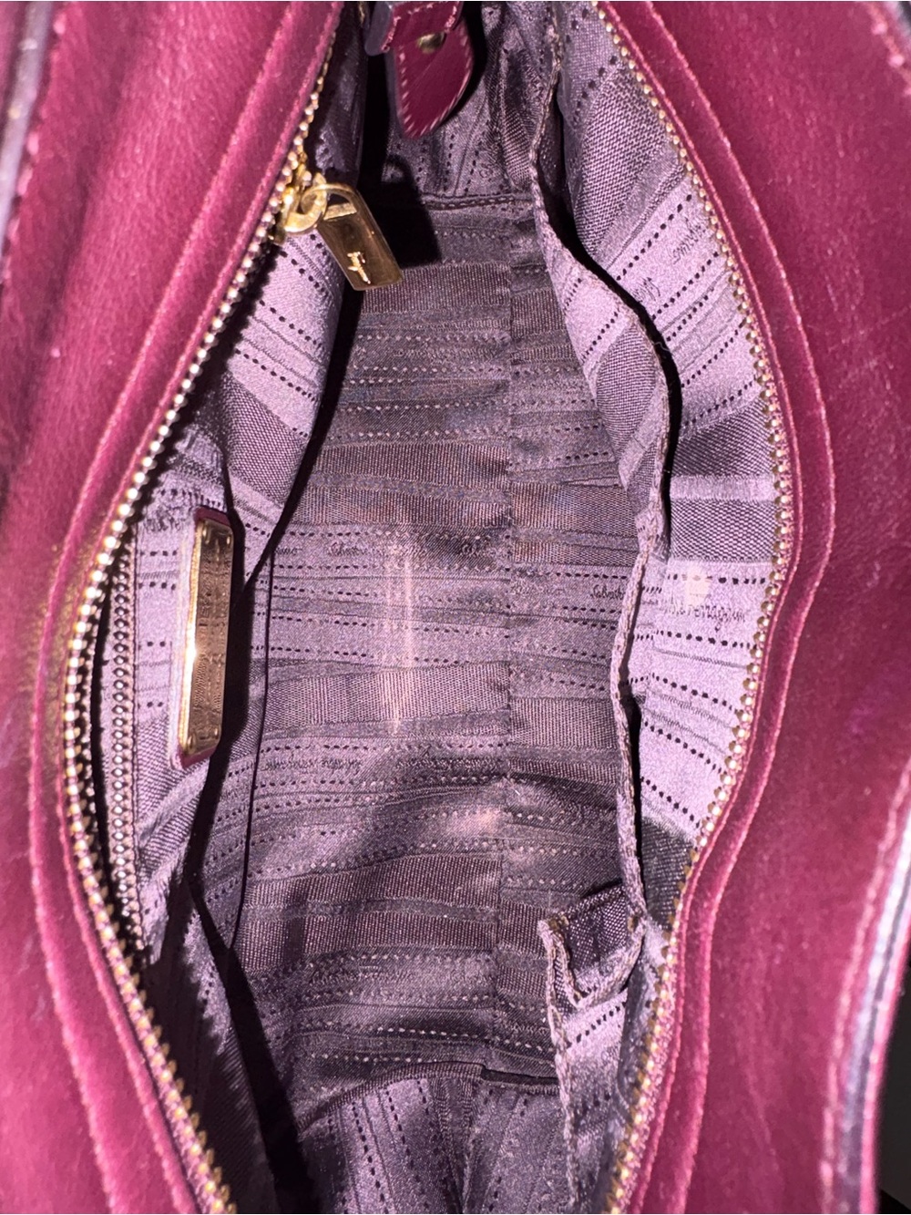 Salvatore Ferragamo Sofia Satchel Crossbody Large Plum Leather Gold- EXCELLENT - Picture 10 of 17